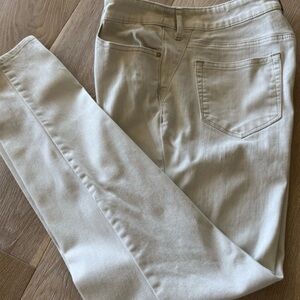 Chico’s Tan Platinum Jegging Jeans w Pockets Size 1 Womens M/8 Zip